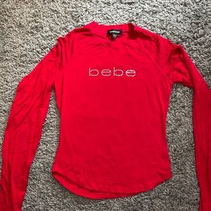 Bebe red long sleeve shirt